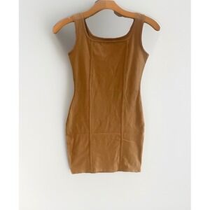 Bodycon Tan Beige Stretch Fitted Sleeveless Casual Party Mini Dress -Size M -New